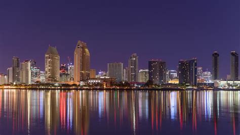 Skyline At Night In San Diego California Image Free Stock Photo