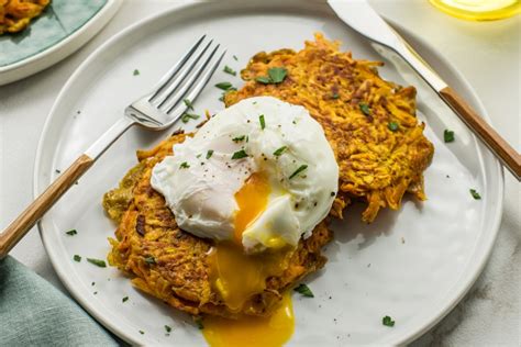 Easy Sweet Potato Hashbrown Cakes With Poached Egg