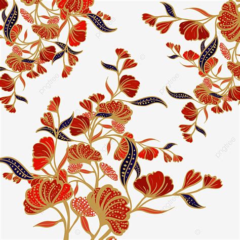 Flower Vector Art Batik Pattern Hand Drawn Flowers Free Vector