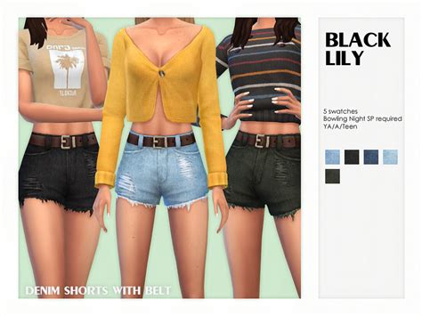 Denim Shorts With Belt By Black Lily From Tsr • Sims 4 Downloads