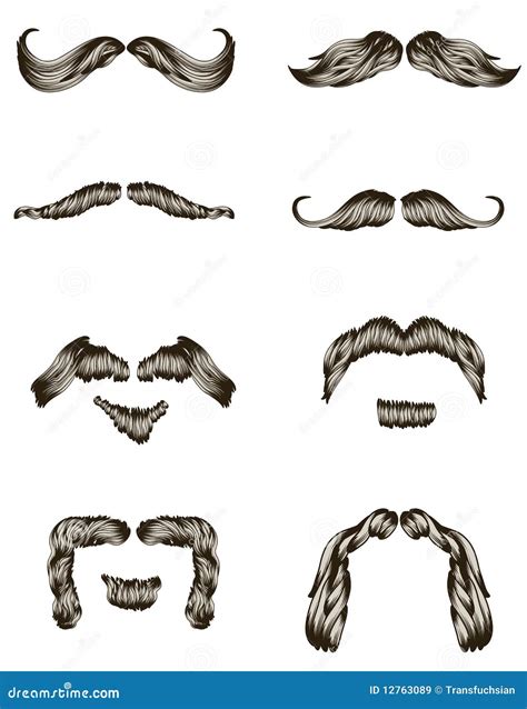 Set Of Hand Drawn Mustaches Stock Vector Illustration Of Whiskers