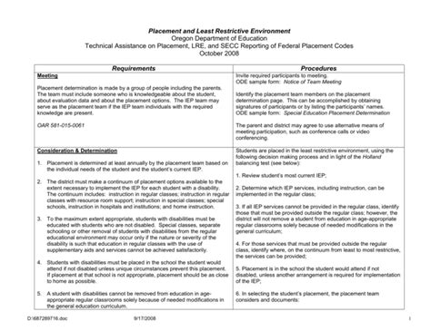 Placement And Least Restrictive Environment