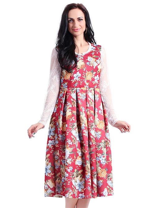 Floral Long Sleeve Casual Dress Bellelily