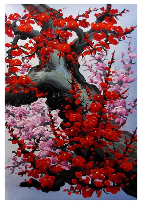 Cherry Blossom Wall Art Japan Cherry Blossom Art Red