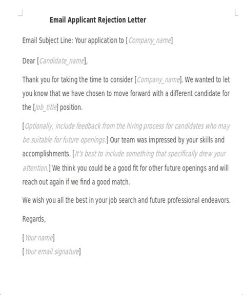 Here is a job referral subject line example: 23+ Rejection Letter Templates - Word, Google Docs, Apple ...