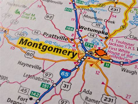 Montgomery City On Usa Travel Map Stock Image Image Of Macro Global