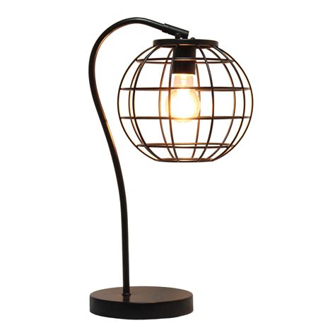 Arched Metal Cage Table Lamp Black