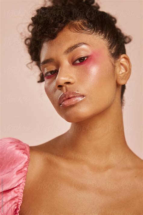 Bold Pink Make Up Portrait By Stocksy Contributor Ohlamour Studio