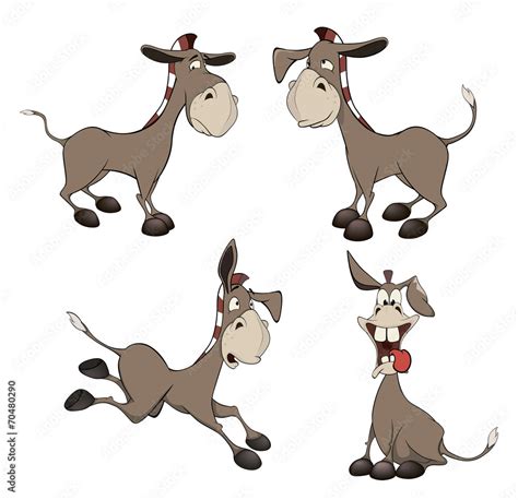 Set Of Burros Cartoon Vector De Stock Adobe Stock