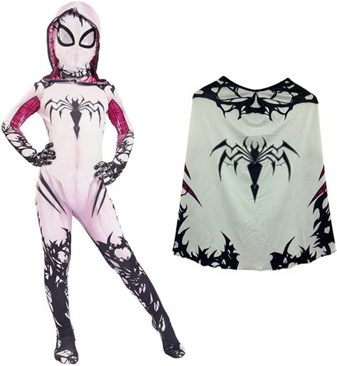 Forcos Kids Spider Gwen Cosplay Costume Girls Spandex Lycra