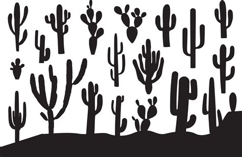 Cactus Silhouette Set 15826897 Vector Art At Vecteezy