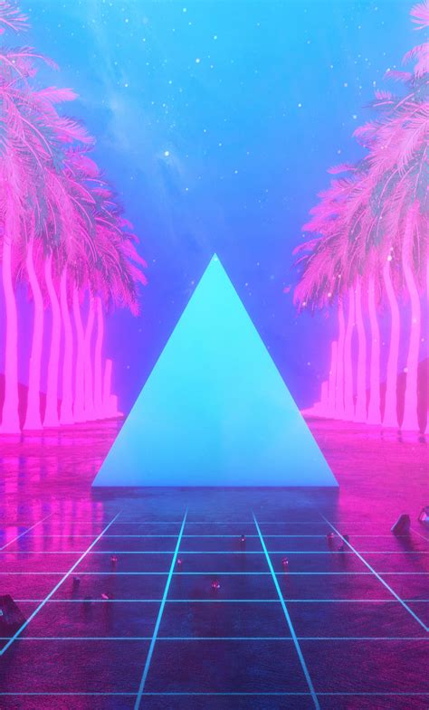 1280x2120 Miami Trees Triangle Neon Artwork 4k Iphone 6