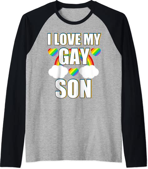 Amazon Com I Love My Gay Son Lgbt Rainbow Mom Dad Parent Pride Gift Raglan Baseball Tee