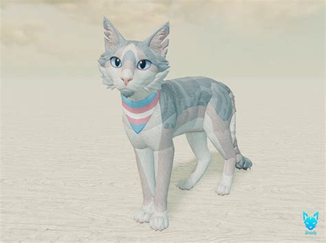 An Animated Cat Standing In The Middle Of A Desert Area With Clouds Behind It And Blue Eyes