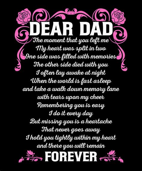 Dear Dad I Miss You Lovely Quote For Daughters Mixed Media By Licensed Art