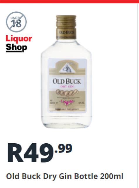 Old Buck Dry Gin Bottle 200ml Offer At Shoprite Liquor