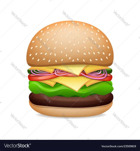 Realistic Hamburger Classic Burger Royalty Free Vector Image