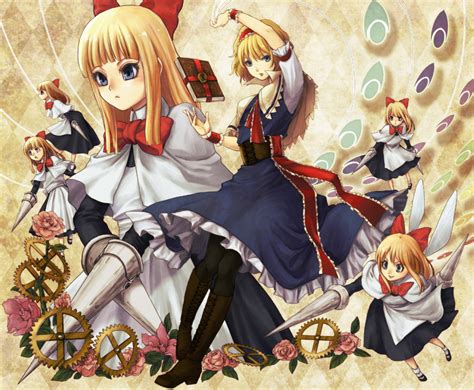 Safebooru Alice Margatroid Black Legwear Blonde Hair Book Boots Bow Capelet Dress Dual