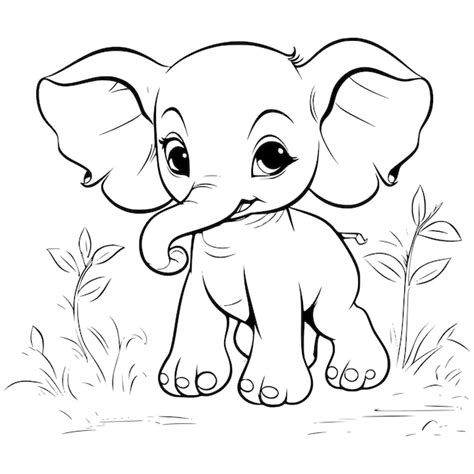 Elefante Bebê Desenho Para Colorir Para Crianças Vetor Premium