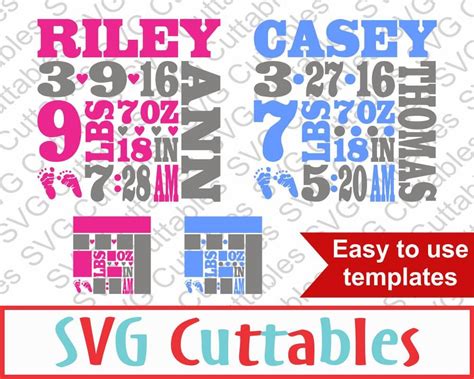Free Printable Birth Baby Stats Svg Free 193 Dxf Include