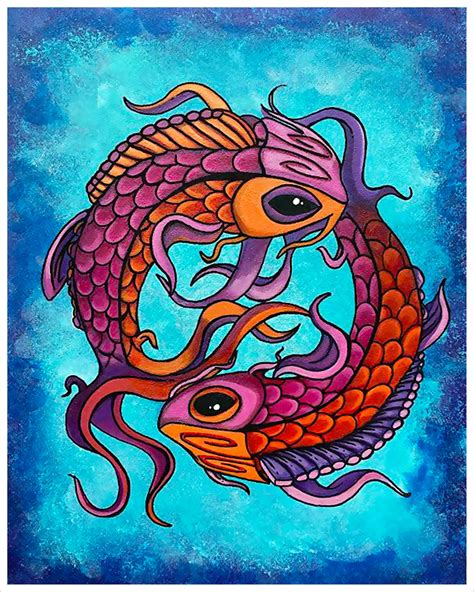 Pisces Art Print Pisces Fish Koi Fish Fish Art Art Print 8x10