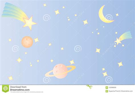Pattern Star Space Sweet Cute Pastel Blue Background Stock
