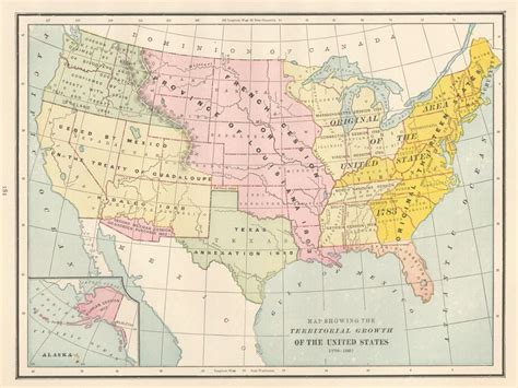 Map Showing The Territorial Growth Of The United States 1776 1887