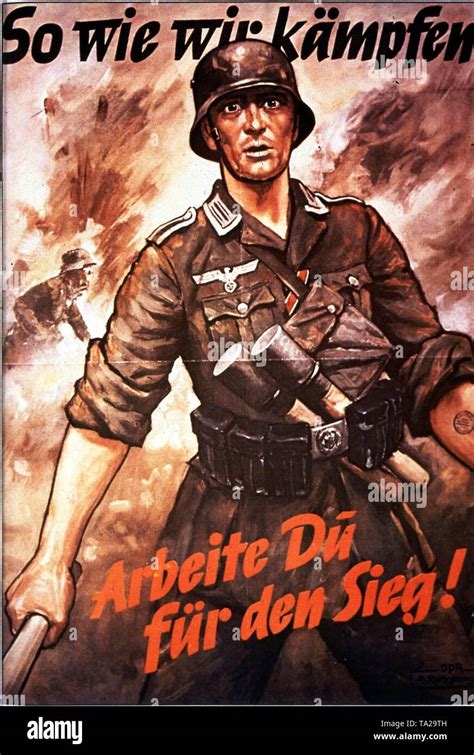 Cartel Propagandístico Alemán De La Segunda Guerra Mundial Mostrando Un
