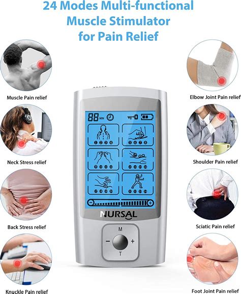 Nursal 24 Modes Tens Unit Muscle Stimulator With Continuous Stimulation Rechargeable Electronic