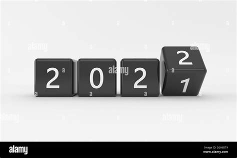 3d Render Of 2021 To 2022 New Year Transition With Black Cubes Or