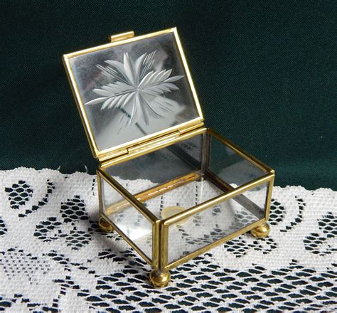 Etched Glass Box Glass Brass Box Glass Jewelry Box Etsy Glass Jewelry Box Glass Boxes