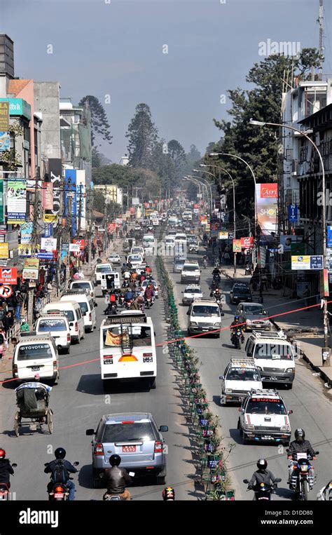 Traffic Jam In Main Street Kathmandu Nepal Stock Photo Alamy