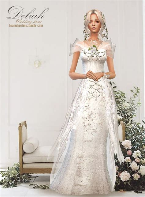 Deliah Wedding Dress Hoanglapsims Sims 4 Wedding Dress Sims 4