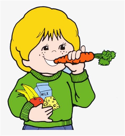 Eat Healthy Food Cartoon Images Eating Breakfast Healthy Kids Vector