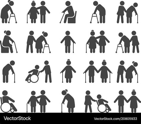 Elderly People Icon Set Royalty Free Vector Image