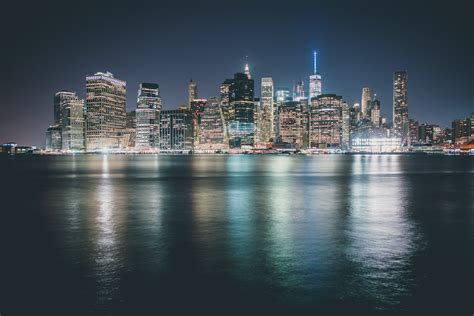 City Lights Cityscape Night Water Hd Wallpapers Desktop And