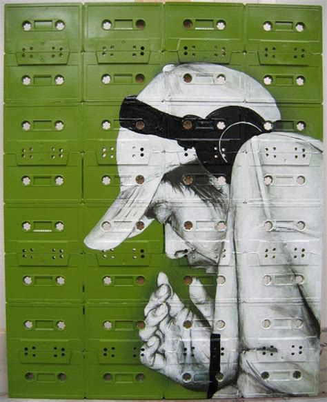 Paintings On Cassette Tape Canvas By Sami Havia Tape Art Upcycled