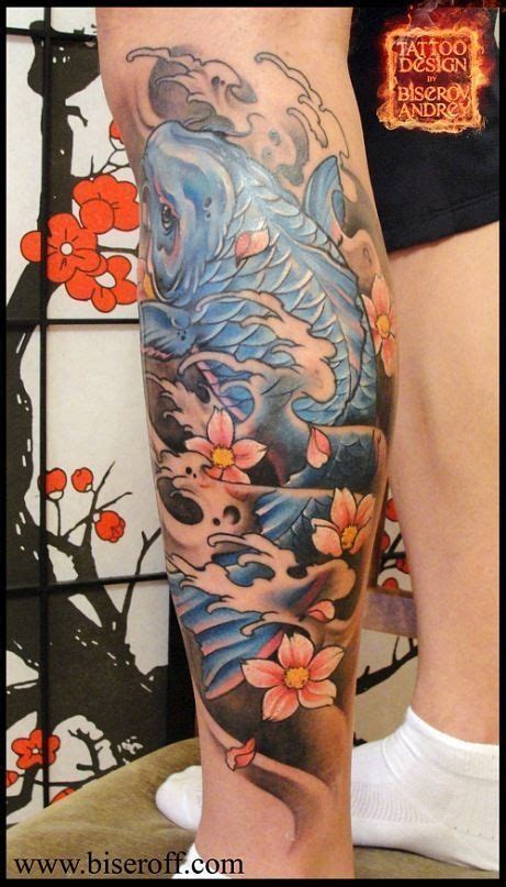 Asian Koi Fish Tattoo Design On Leg Koi Fish Tattoo Koi Tattoo