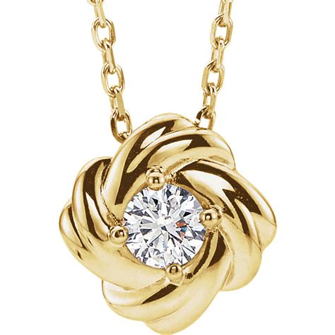 14k Rose Gold Diamond Love Knot Necklace 16 Ctw