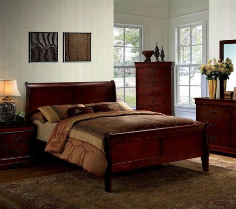 B188 mc ferran bella bedroom set collection cherry color. 1pc Elegant Design Cherry Finish Full Size Panel Bed ...