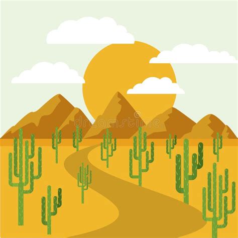 Desert Landscape Design Stock Vector Illustration Of Cactus 73368670