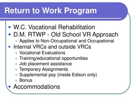 Ppt Rtw Strategies That Successfully Return Injured Workers To
