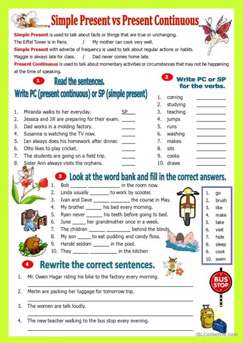 Present Simple And Present Continuou English Esl Worksheets Pdf Doc