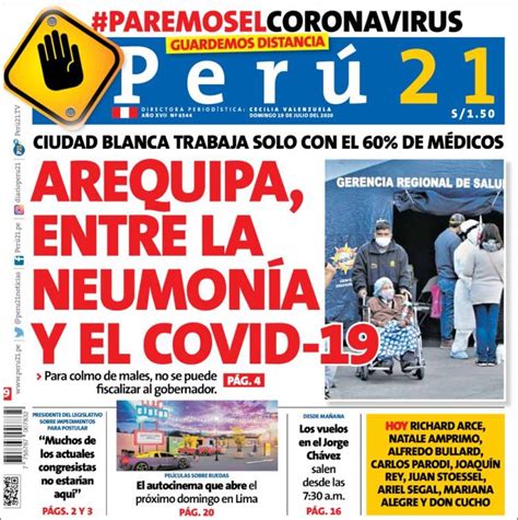 Newspaper Perú 21 Peru Newspapers In Peru Sundays Edition July 19