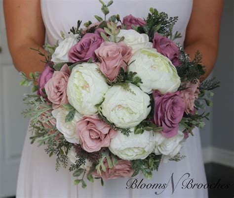 Dusty Rose Mauve And Ivory Wedding Bouquet Quartz Wedding Flowers