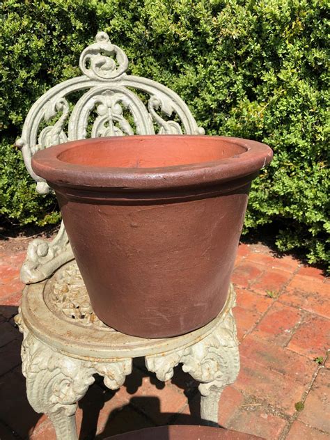 Large brown glazed garden pots