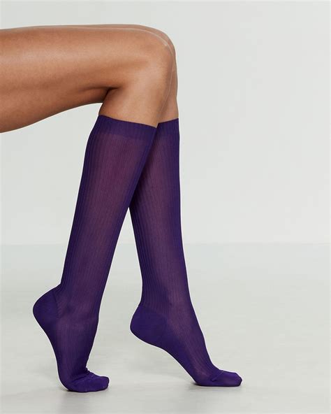 Missoni Synthetic Solid Ribbed Knee High Socks In Purple Lyst