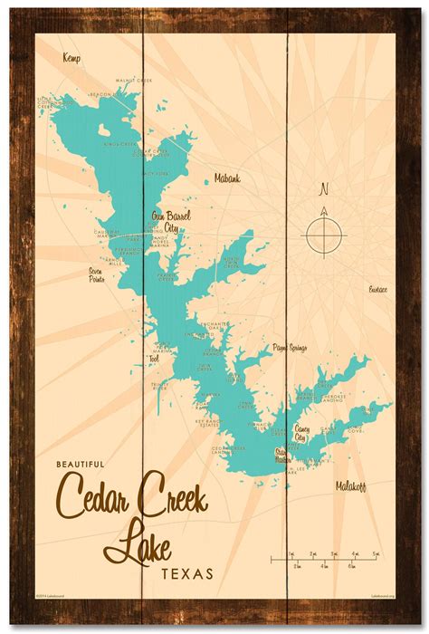 Cedar Creek Lake Texas Rustic Wood Sign Map Art Etsy