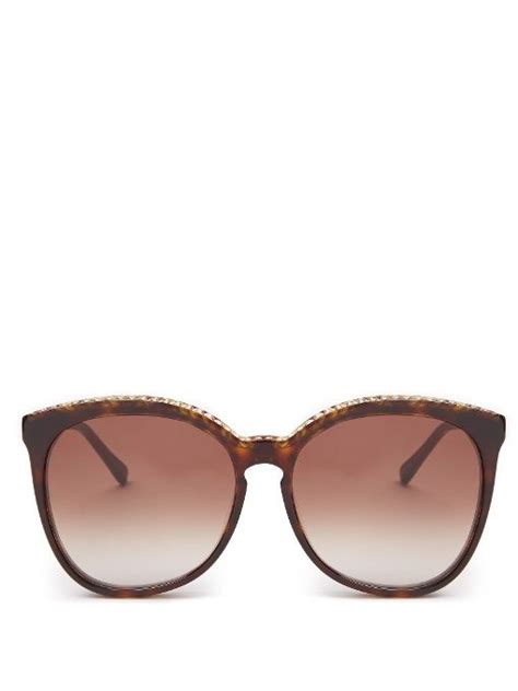 Stella Mccartney Chain Embellished Round Frame Acetate Sunglasses Vacation Wardrobe Falabella