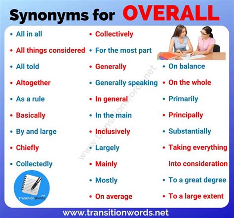 Another Word for OVERALL: List of 28 Useful Synonym for Overall with Examples - Transition Words